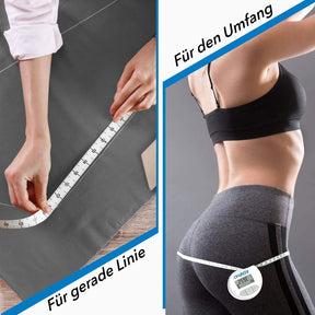 Eine Frau nutzt ein Renpho DE Smart Körperumfangmaßband für Fitness- und Wellnesszwecke.